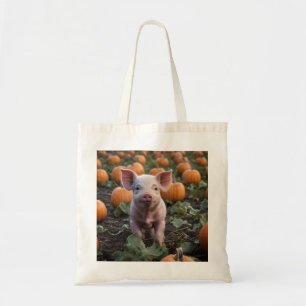 **"Plek van vreugde: een gelukkig babyvarken onder Tote Bag
