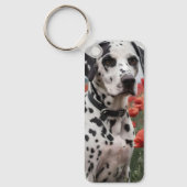 **"Plekken van vreugde: Dalmatiër in een rood papa Sleutelhanger (Voorkant)
