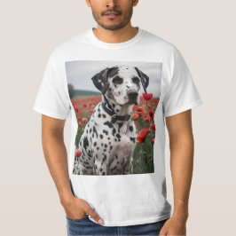 **"Plekken van vreugde: Dalmatiër in een rood papa T-shirt