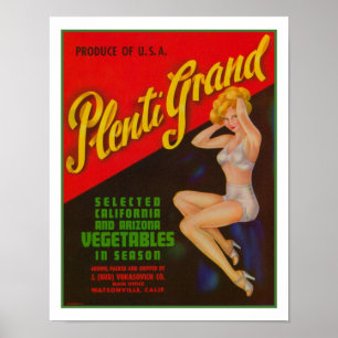 Plenti Grand Vegetable Advertising Poster uit 1940