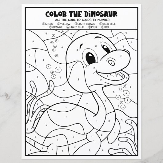 Plesiosaurus Dinosaur Coloration Page par nombre (Devant)