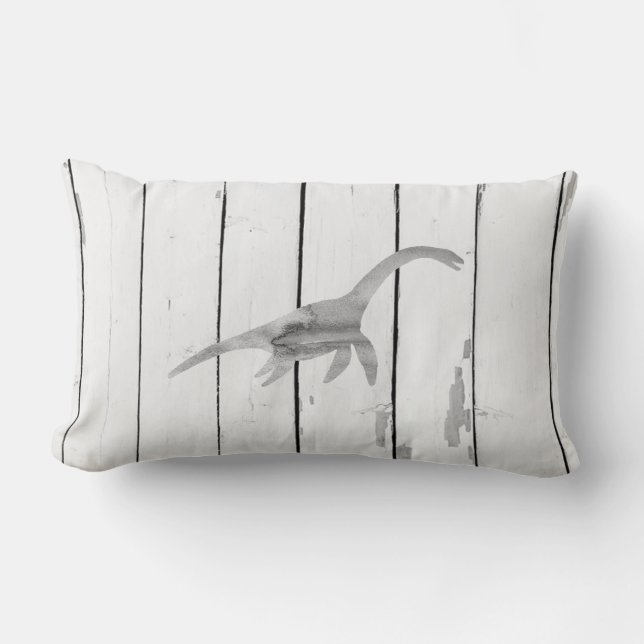 Plesiosaurus Dinosaur Shiplap Rustic Lumbar Pillow Kussen (Voorkant)