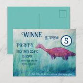 Plesiosaurus violet Invitation Carte postale (Devant / Derrière)