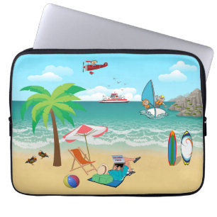 Plezier aan het strand laptop sleeve