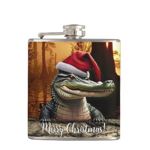 Plezier Alligator in een Kerstman Hoed Heupfles
