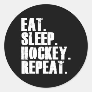 Plezier Eet Slaap Hockey Herhaal Gift Mannen Ronde Sticker