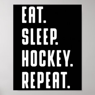 Plezier Eet Slaap Hockey Herhaal Plezier Graphic v Poster