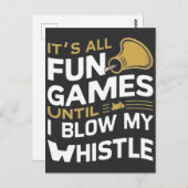 Plezier en Spellen Referee Whistle Quotes Design Briefkaart (Voorkant / Achterkant)