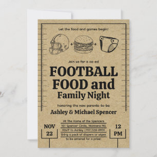 Plezier, Football en luiers Baby shower Kaart