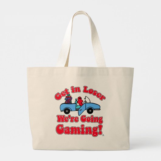 Plezier Get in Loser Going Gaming Cartoon Grote Tote Bag (Achterkant)