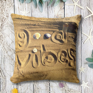 Plezier Goede Vibes Quote Strand Zand Shells Foto  Kussen