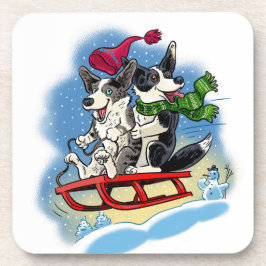 Plezier in de sneeuw bier onderzetter