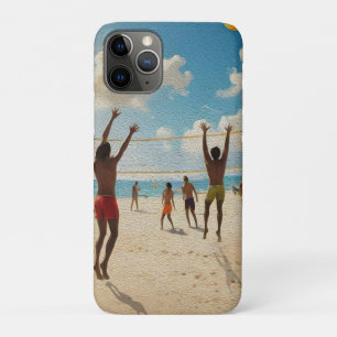 Plezier in de Sun Beach Volleybal olieverf, iPhone 11 Pro Hoesje
