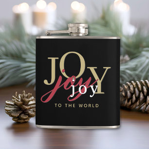 Plezier in de wereld Feestelijke Typografie Kerstm Heupfles