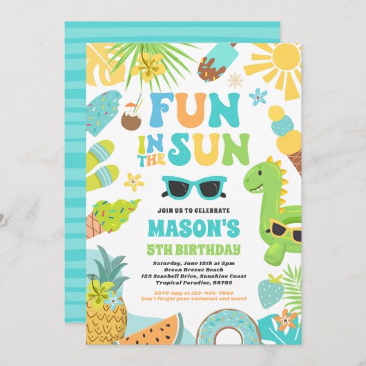 Plezier in de zon tropisch strand verjaardagsfeest kaart (Voorkant / Achterkant)