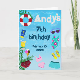 Plezier in het zwembad Zwembad Verjaardagsfeest Bedankkaart