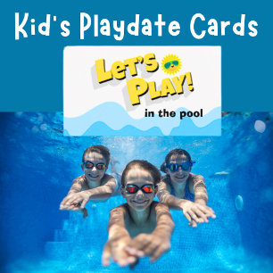 Plezier Laten we spelen Kind Pool Party Playdate K Visitekaartje