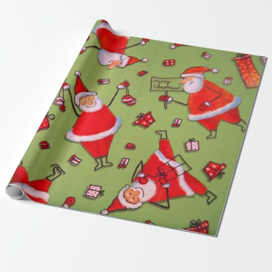 Plezier met de Kerstman Cadeaupapier (Uitgerold)