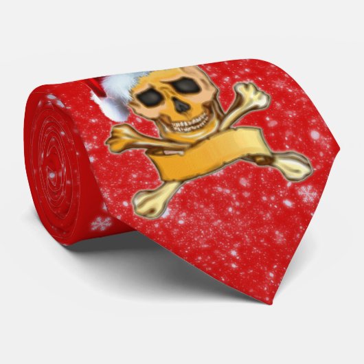 Plezier Pirate Skull & Crossbones Santa Hat Kerstm Stropdas (Opgerold)