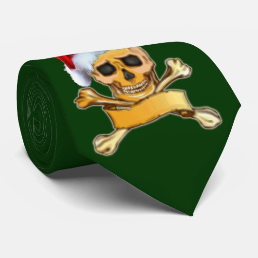 Plezier Pirate Skull & Crossbones Santa Hat Kerstm Stropdas (Opgerold)