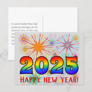 Plezier, Regenboogkleuren 2025 + "GELUKKIG NIEUWJA Briefkaart