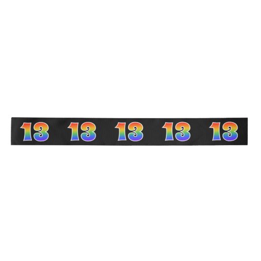 Plezier, regenboogpatroon "13" Evenementnummer (zw Lint (Voorkant)
