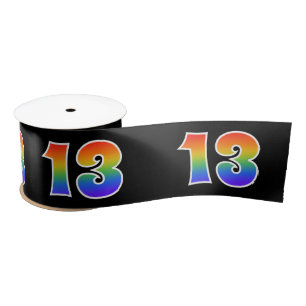 Plezier, regenboogpatroon "13" Evenementnummer (zw Lint