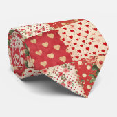Plezier Romantisch Rood Hart & Gevlekt Stropdas (Opgerold)