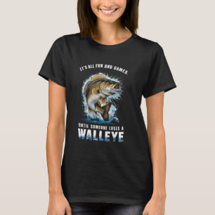 Plezier tot iemand een snoekbaars vangt tijdens he t-shirt