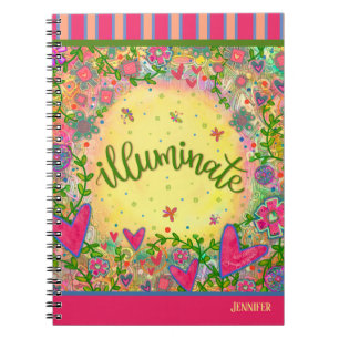 Plezier Verlicht Geel Bloemen Hart Notitieboek