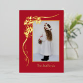 Plezier voor de Wereld Rode Folie Kerst Kaart (Staand Voorkant)