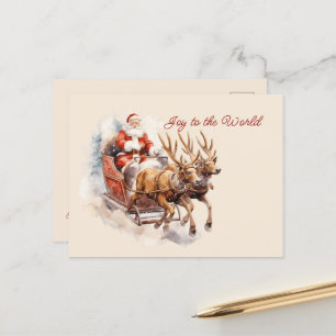 Plezier voor de wereld Santa Sleigh Rendier Rushin Briefkaart