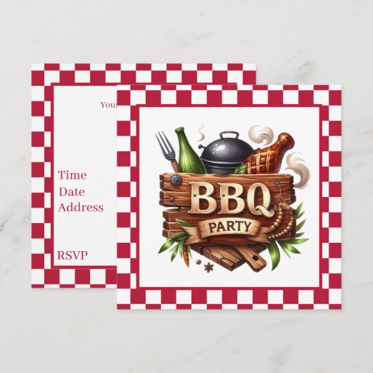 Plezier voor elk doel BBQ-feest Kaart (Voorkant / Achterkant)