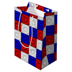 Plezier voor rode, witte en blauwe zijden tas met medium cadeauzakje