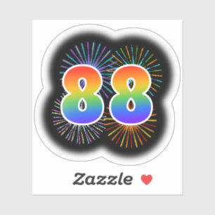 Plezier Vuurwerk + Regenboog Patroon "88" Evenemen Sticker
