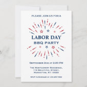 Plezier Vuurwerk Rood Wit Blauw Labor Day BBQ Fees Kaart (Voorkant)