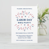 Plezier Vuurwerk Rood Wit Blauw Labor Day BBQ Fees Kaart (Staand voorkant)