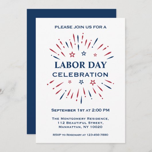 Plezier Vuurwerk Rood Wit Blauw Labor Day Feest Kaart (Voorkant / Achterkant)
