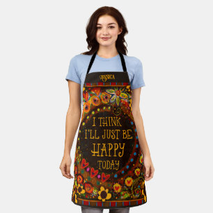 Plezier Wees blij Bloemen Whimsical Custom Inspiri Schort