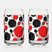 Plezier Zwart en Rood Art Deco Print Kan Glas Set (Voorkant)