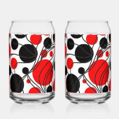 Plezier Zwart en Rood Art Deco Print Kan Glas Set (Achterkant)
