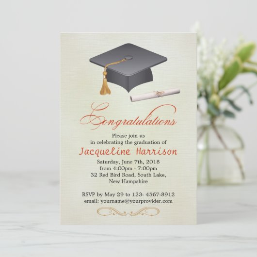 Plezierfeest en viering van diploma's kaart (Staand voorkant)