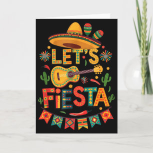 Plezierig Feestje Fiesta Hoed Grappige Gitaar Fees Kaart