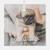 Plezierig Modern Eenvoudig Aangepast Huisdier Foto Glas Ornament (Voorkant)