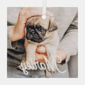 Plezierig Modern Eenvoudig Aangepast Huisdier Foto Glas Ornament (Achterkant)