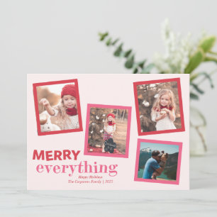 Plezierige 4 Foto's Merry Alles Roze Feestdagenkaart