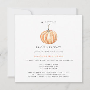 Plezierige Aquarel Pompoen Oranje Baby Shower Kaart