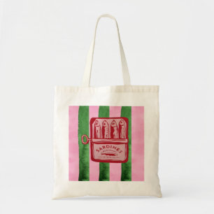 Plezierige Aquarel Sardine Vis & Gestreepte Tote Bag