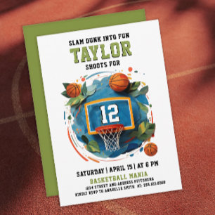 Plezierige Basketbalring Groen Blauw Kinderen Verj Kaart