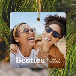 Plezierige Beste Vrienden Foto & Naam/s Aandenken Keramisch Ornament